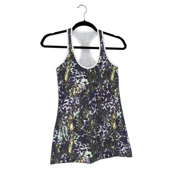Lululemon Cool Purple Floral Sport Tank Top Racer back Sz 2/4, EUC - Picture 2 of 3